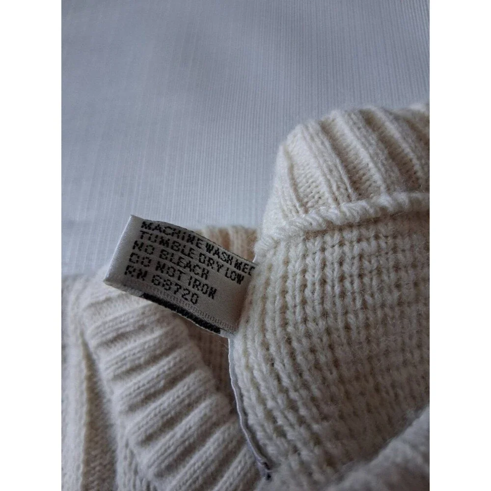 Towne by London Fog Off White Cream Geometric Knit Plus Size Pullover Sweater 2X